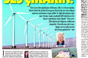 Damga Gazetesi de Danamandıra RES mücadelemizi manşetine taşıdı