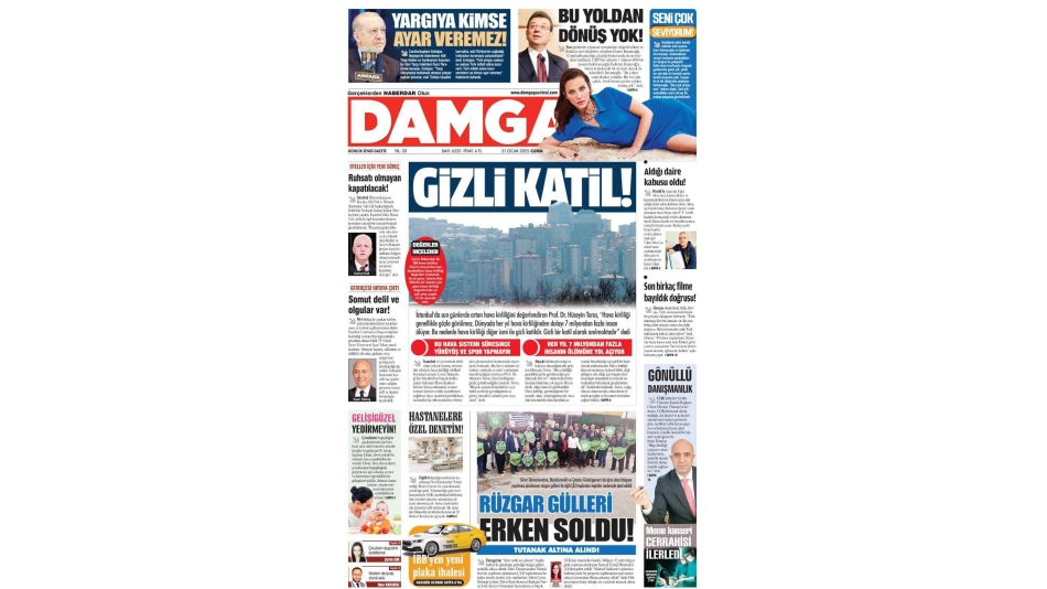 Damga Gazetesi de Danamandıra RES mücadelemizi manşetine taşıdı